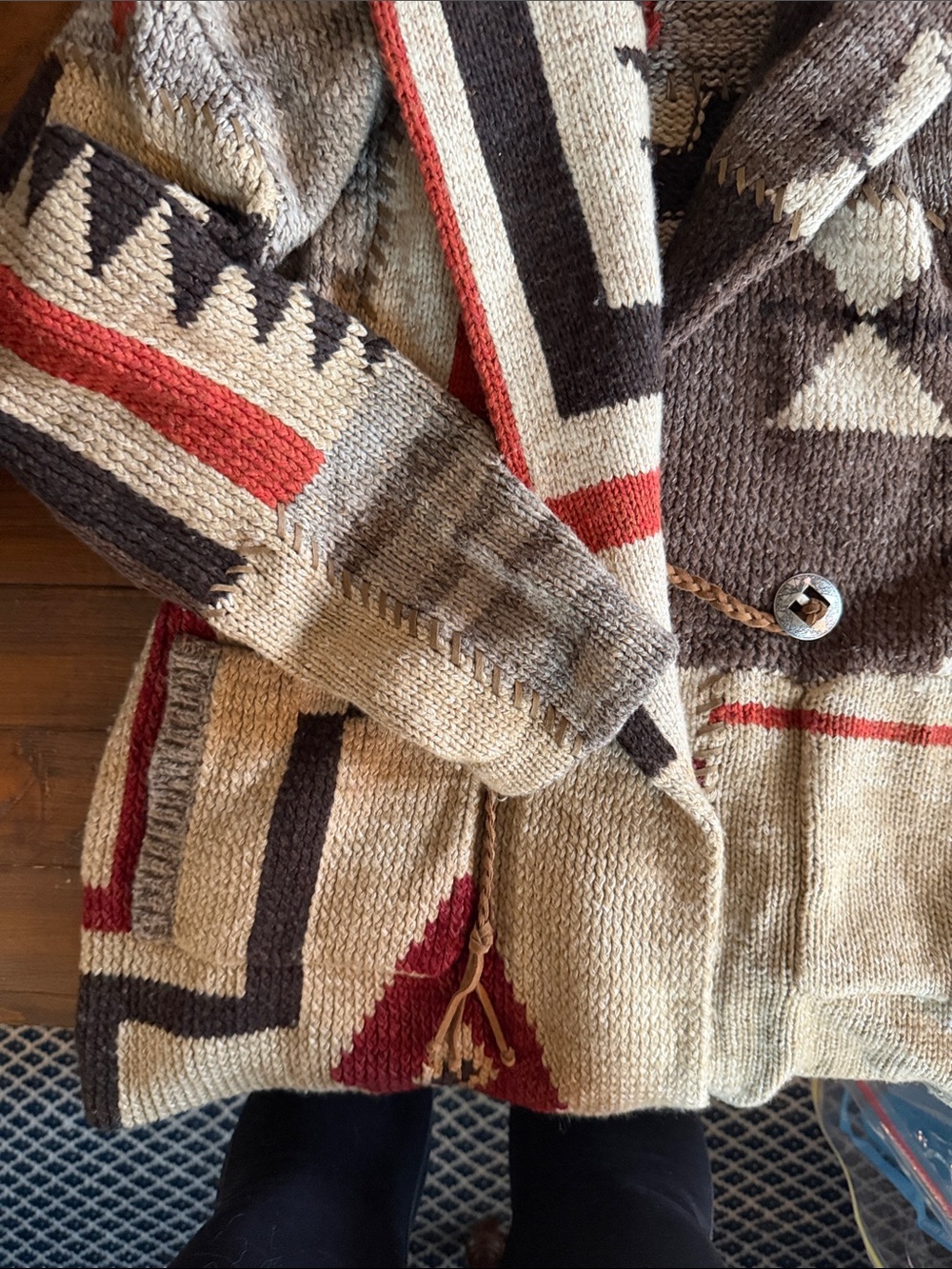 Polo Ralph Lauren Southwestern Knit Shawl Collar Cardigan - Brown & Cream - Picture 4 of 7